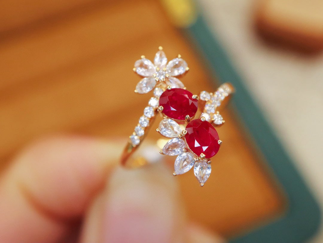 14k Gold 1.07 Ctw Natural Ruby & Diamond Ring - 4