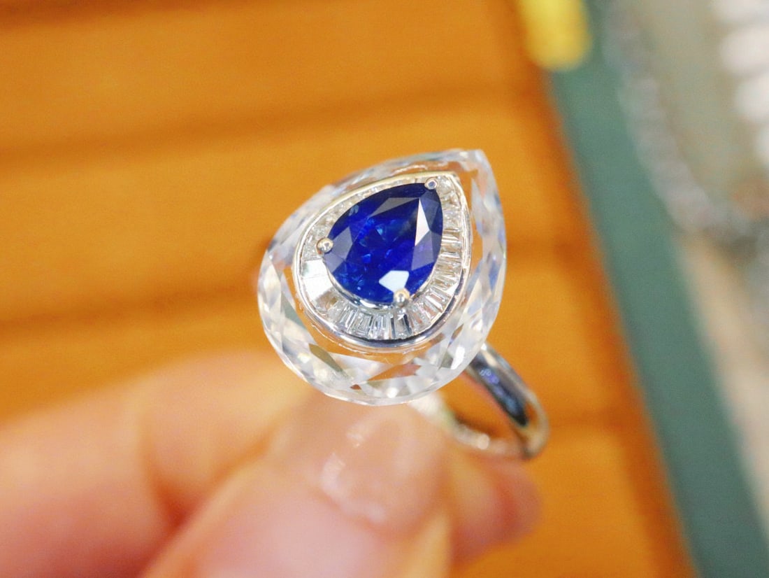 14k Gold 1.00 Ctw Natural Sapphire & Diamond Ring - 2