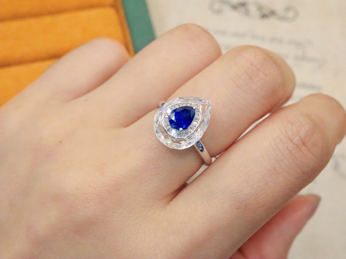 14k Gold 1.00 Ctw Natural Sapphire & Diamond Ring - 5