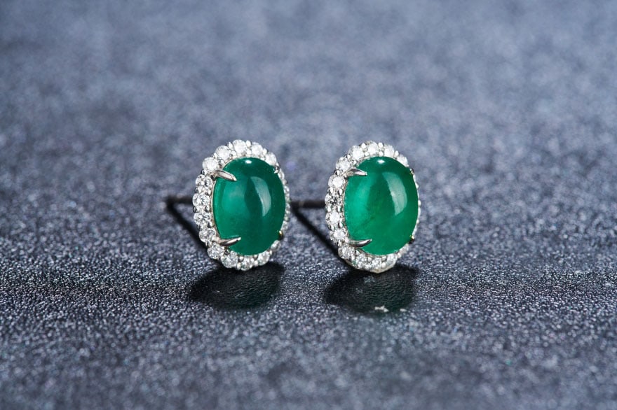14k Gold 3.65 Ctw Natural Emerald & Diamond Earrings - 2