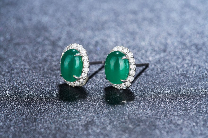 14k Gold 3.65 Ctw Natural Emerald & Diamond Earrings - 3