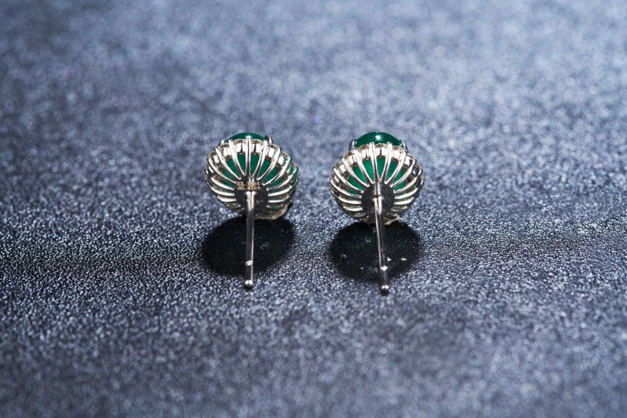 14k Gold 3.65 Ctw Natural Emerald & Diamond Earrings - 4
