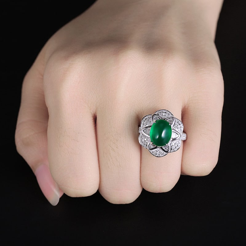 14k Gold 3.67 Ctw Vivid Green Natural Emerald & Diamond Ring - 3