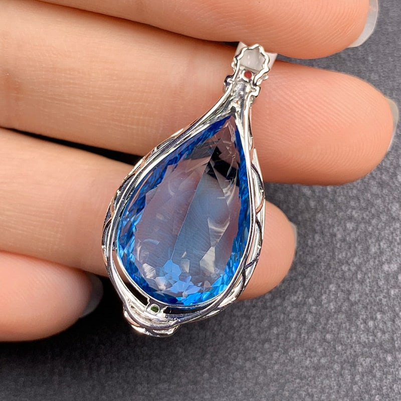 14k Gold 17.41 Ct Natural Topaz & Diamond & Ruby & Tsavorite Pendant( Without Chain ) - 3