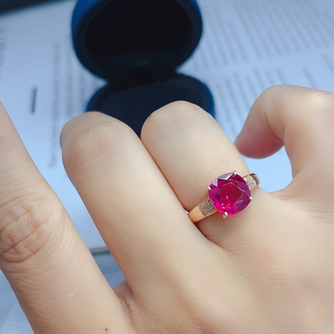 14k Gold 2.80 Ct Natural Tourmaline & Diamond Ring - 2