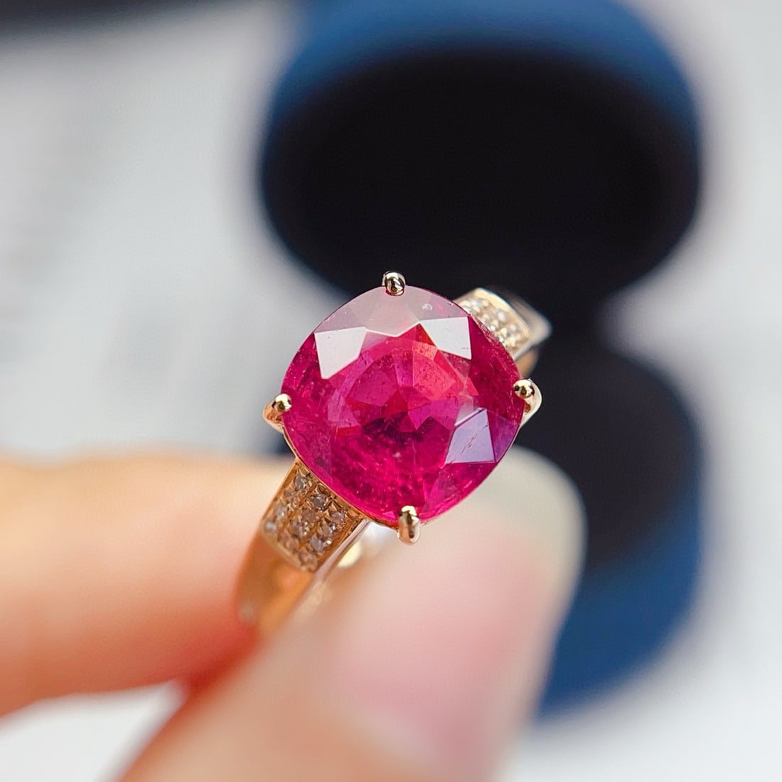 14k Gold 2.80 Ct Natural Tourmaline & Diamond Ring - 4