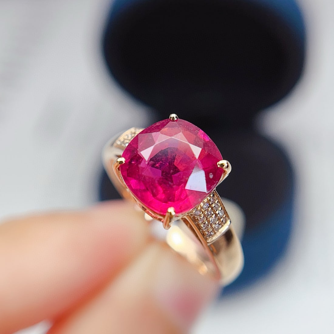14k Gold 2.80 Ct Natural Tourmaline & Diamond Ring - 5