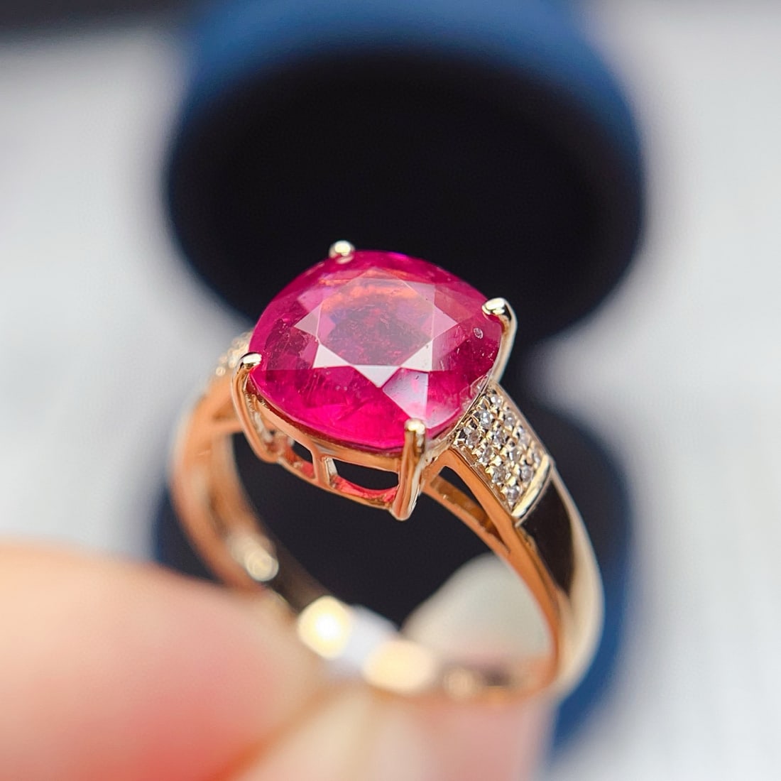 14k Gold 2.80 Ct Natural Tourmaline & Diamond Ring - 6