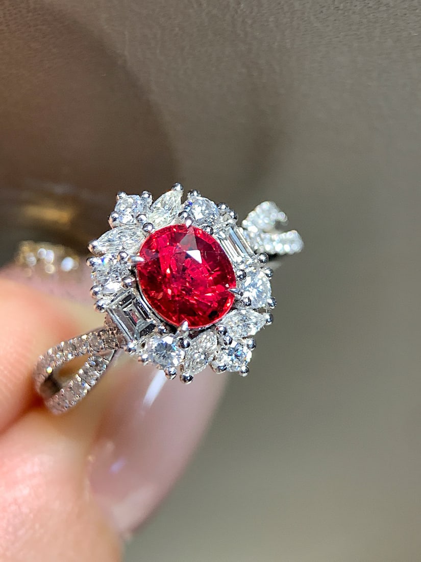 14k Gold 1.3 Ct Natural Ruby & Diamond Ring: Ref:231034357 // gold content:14k gold // ring size:7. 25us // // main gemstone:ruby // shape:oval // carat weight:1. 3ct // color:red // treatment:natural // // adjacent gemstone 2 : diamond // shape