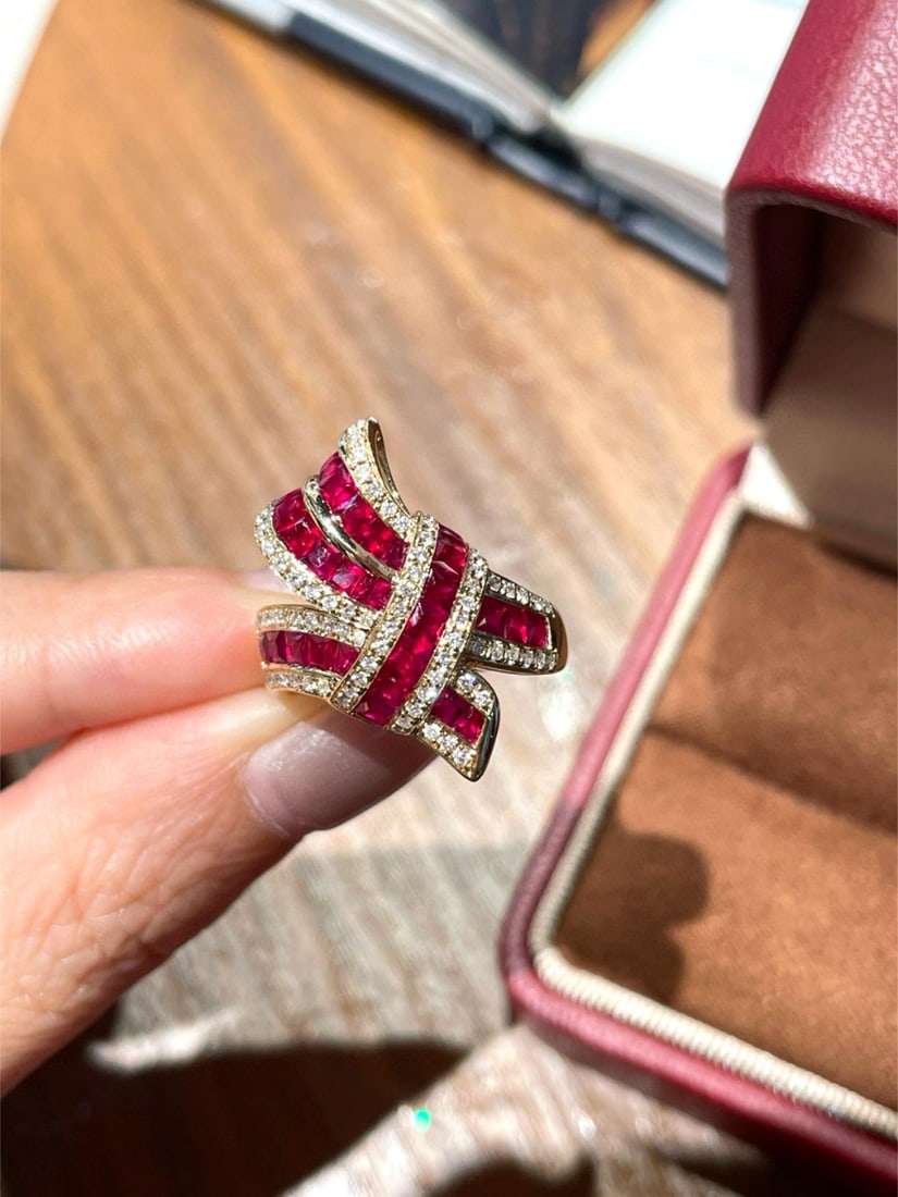14k Gold 1.6 Ct Natural Ruby & Diamond Ring - 2