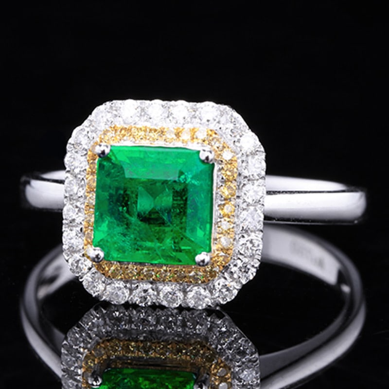 14k Gold 1.27 Ct Natural Emerald & Diamond Ring - 2
