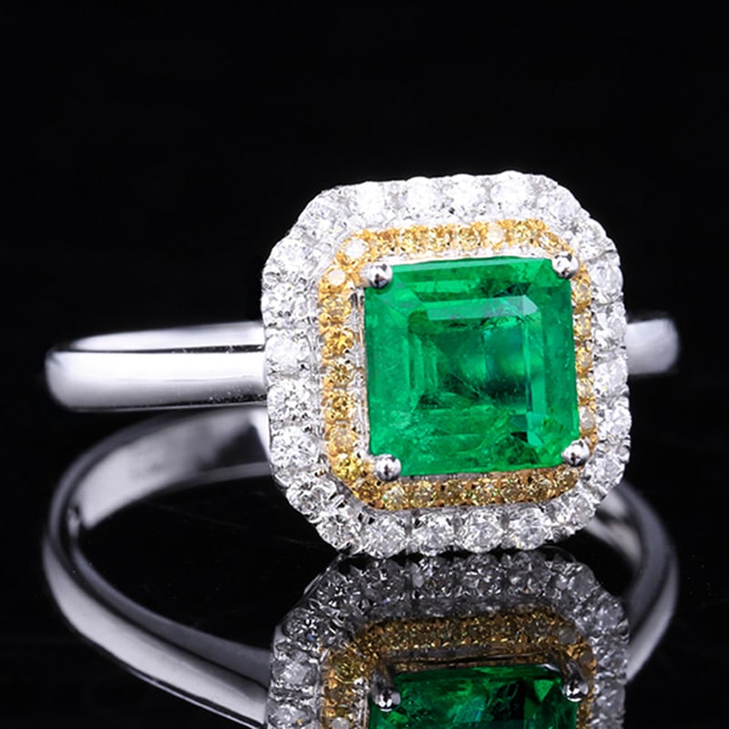14k Gold 1.27 Ct Natural Emerald & Diamond Ring - 3