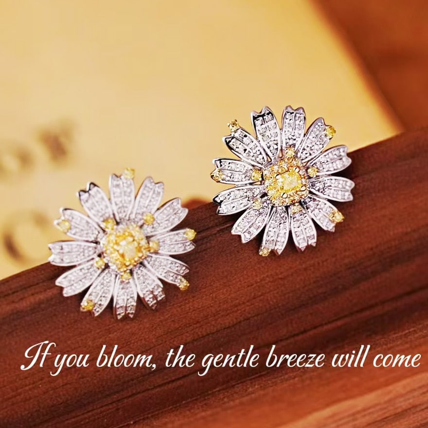 14k Gold 0.9 Ct Natural Color Diamond Earrings - 2