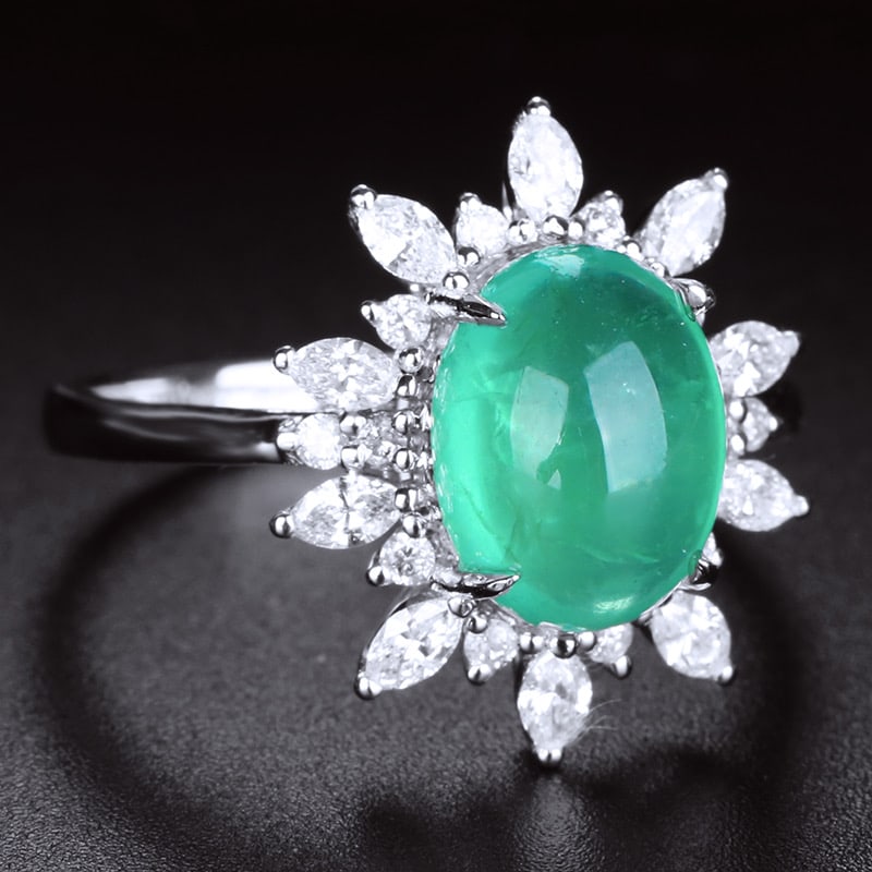 14k Gold 2.6 Ct Natural Emerald & Diamond Ring - 2