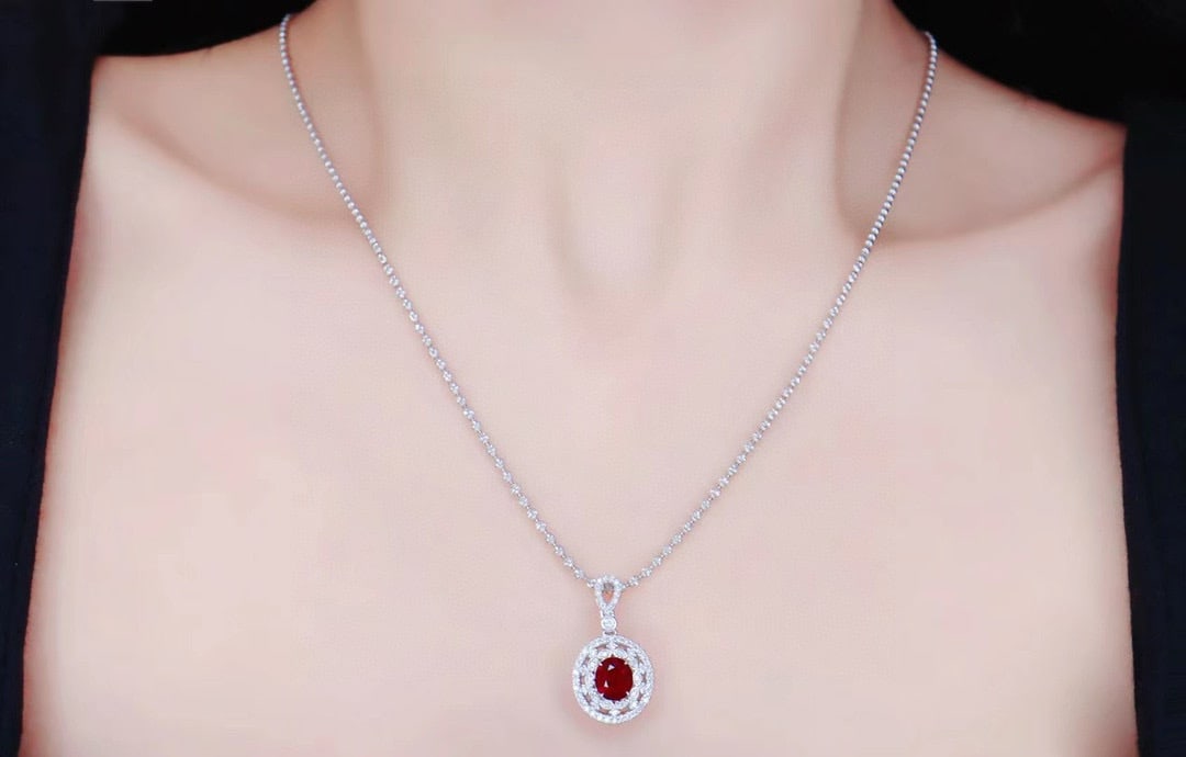 14k Gold 1.39 Ctw Natural Ruby & Diamond Pendant( Without Chain ) - 5