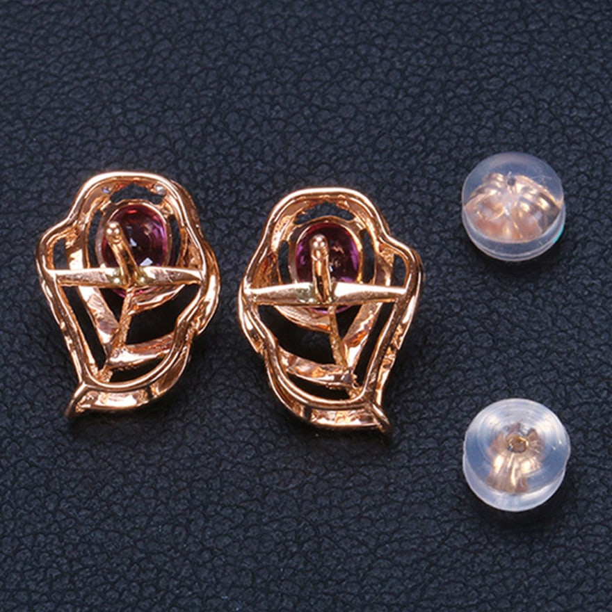 14k Gold 1.07 Ctw Natural Ruby & Diamond Earrings - 4