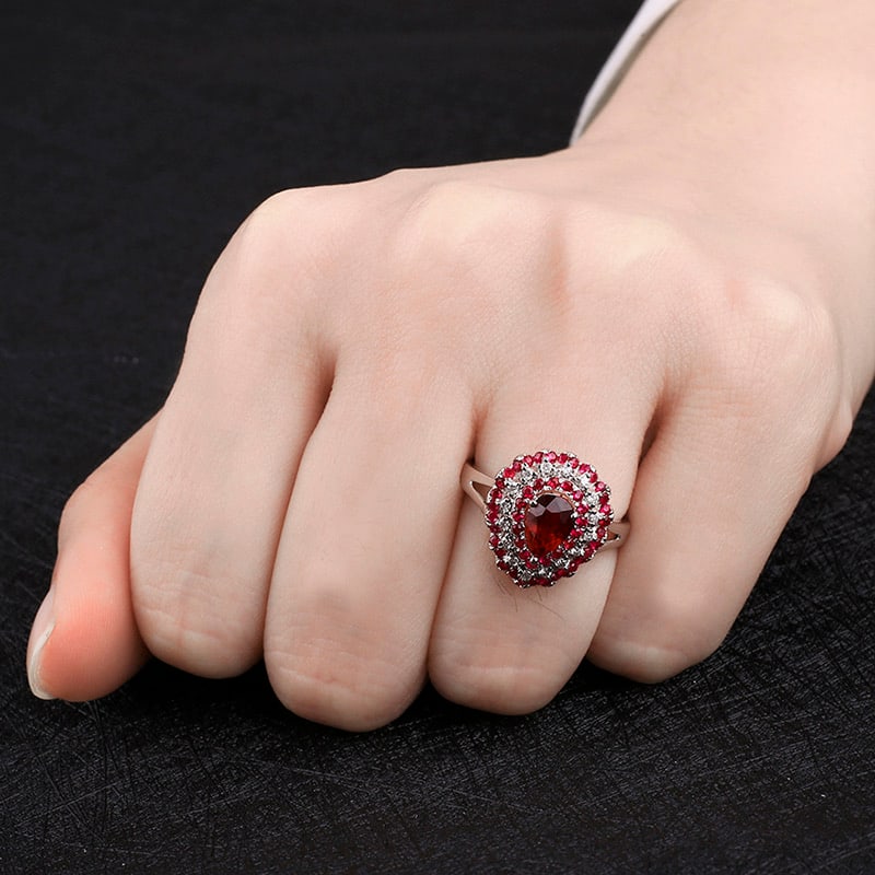14k Gold 2.91 Ct Natural Ruby & Diamond Ring - 4