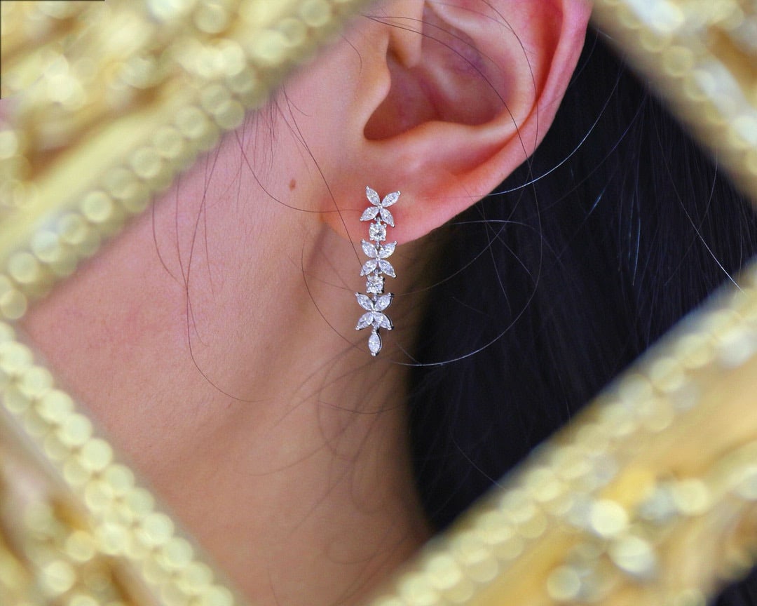 14k Gold 1 Ct Natural H Diamond Earrings - 4