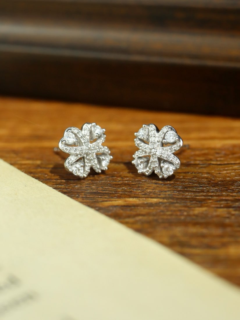 14k Gold 0.40 Ct Natural H Diamond Earrings - 2