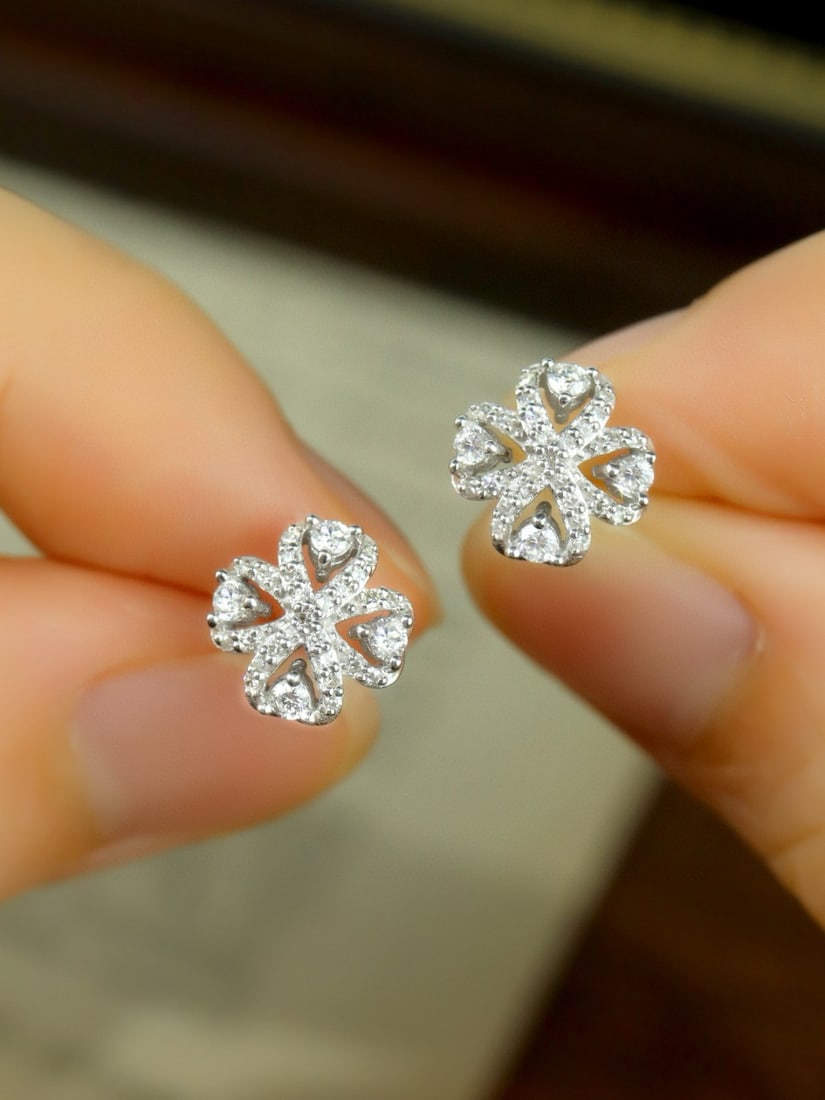 14k Gold 0.40 Ct Natural H Diamond Earrings - 3