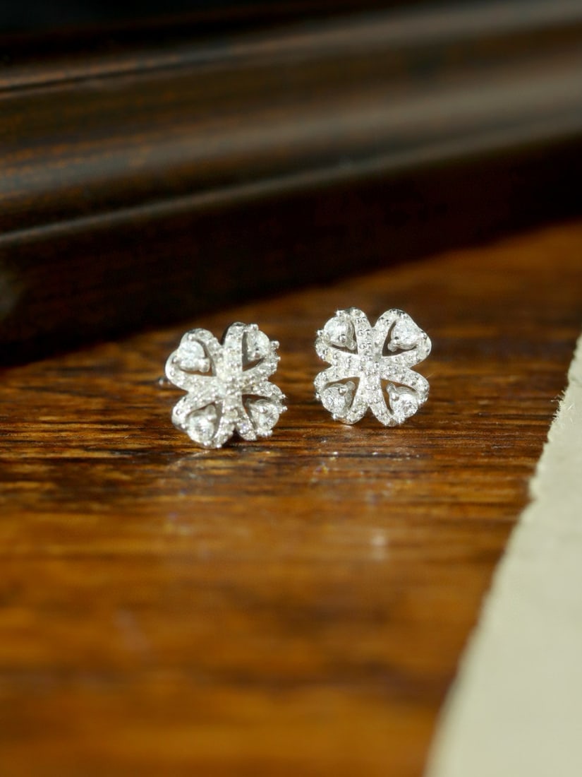 14k Gold 0.40 Ct Natural H Diamond Earrings - 4