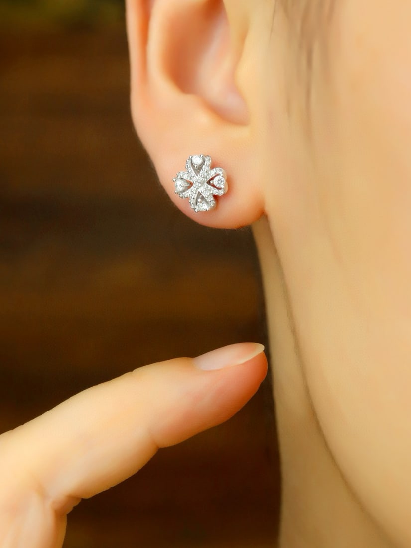 14k Gold 0.40 Ct Natural H Diamond Earrings - 5