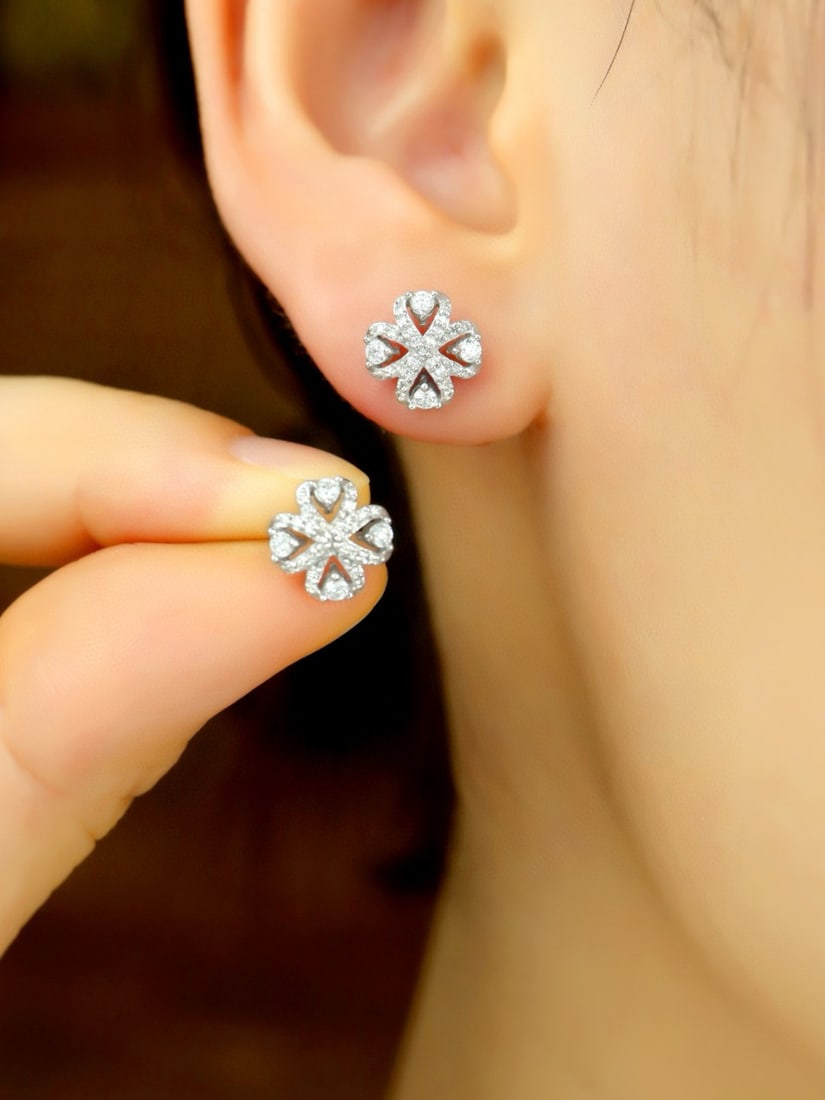 14k Gold 0.40 Ct Natural H Diamond Earrings - 6