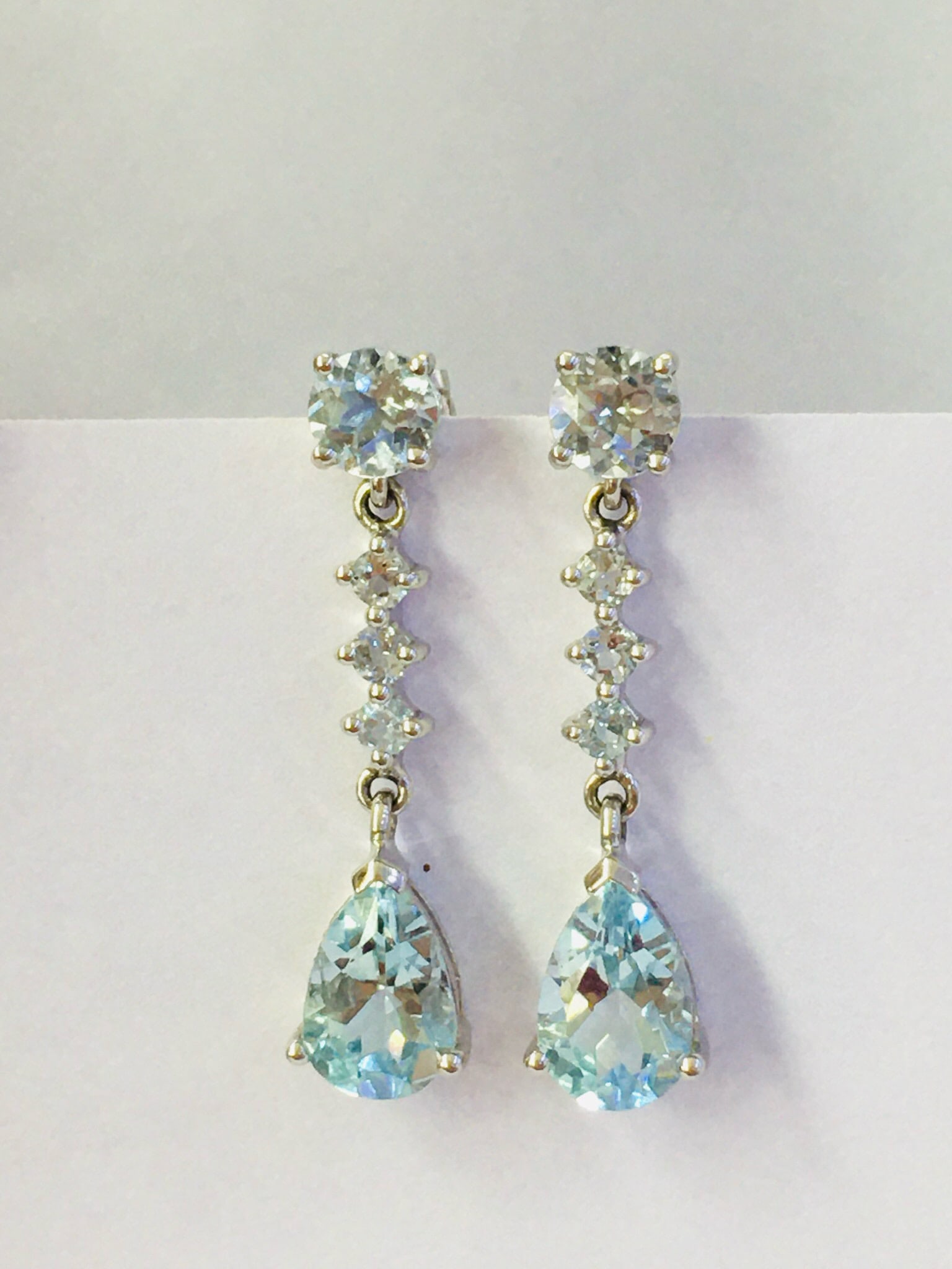14k Gold 2.41 Ct Natural Aquamarine Earrings - 2
