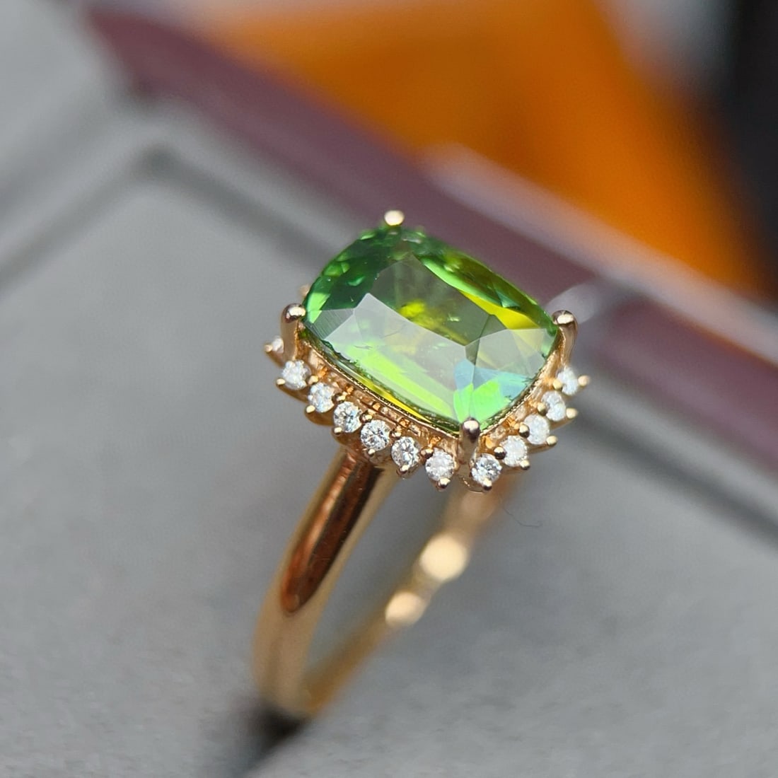 14k Gold 2.75 Ct Natural Tourmaline & Diamond Ring - 4