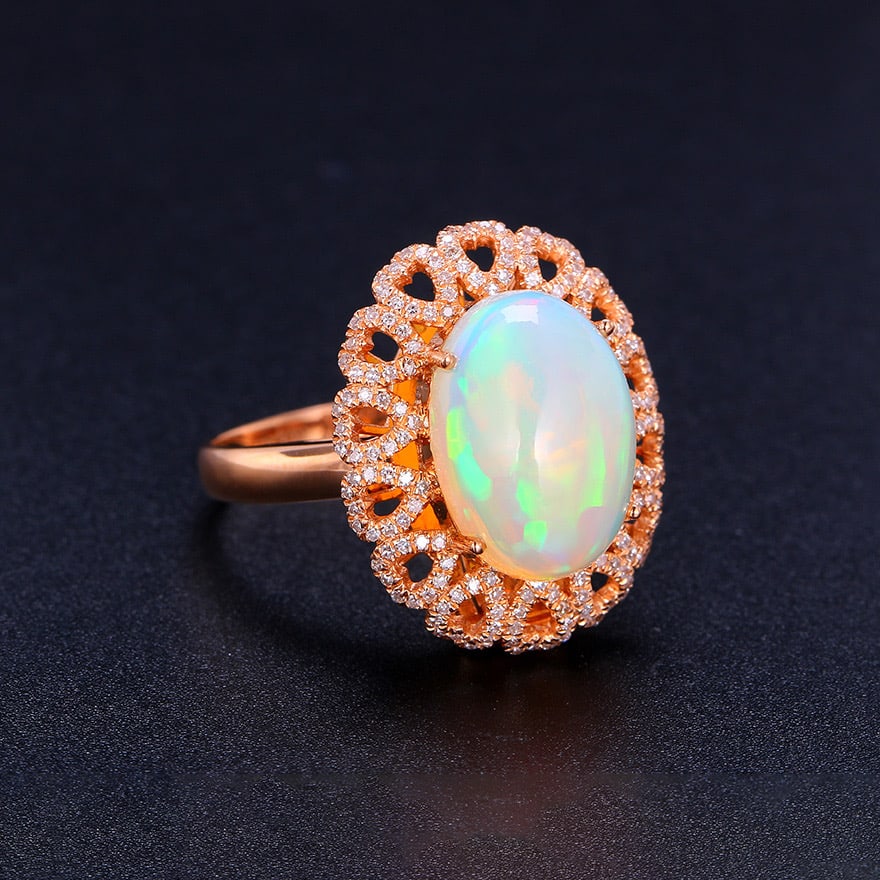 14k Gold 4.77 Ctw Natural Opal & Diamond Ring/pendant( Without Chain ) - 4