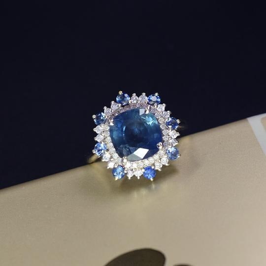 14k Gold 3.76 Ctw Natural Sapphire & Diamond Ring - 2