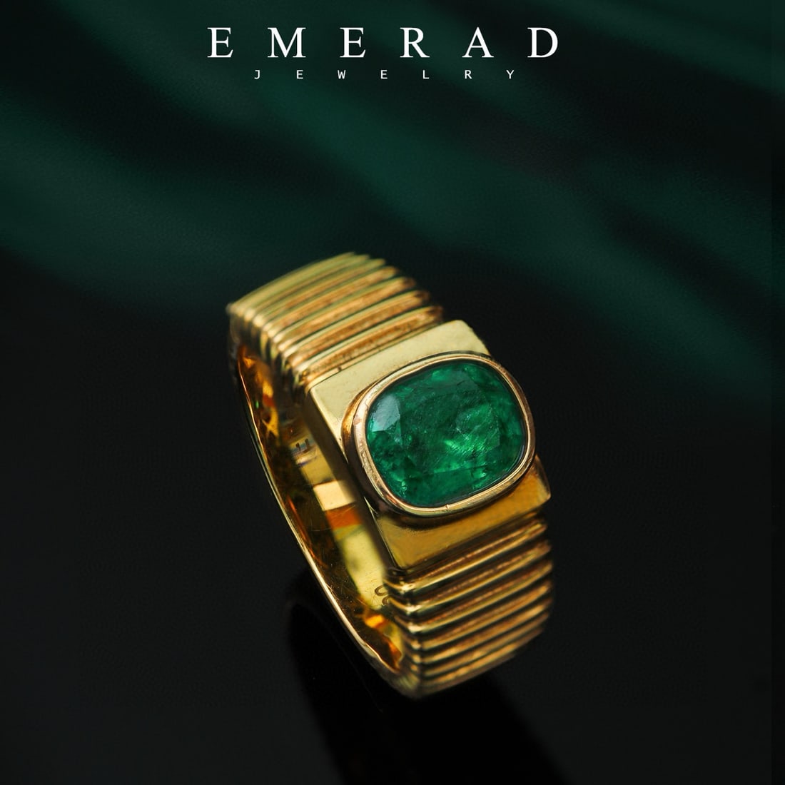 14k Gold 1.58 Ct Natural Emerald Ring: Ref:231035008 // gold content:14k gold // ring size:7. 25us // // main gemstone:emerald // shape:cushion // carat weight:1. 58ct // color:green // treatment:natural // Condition: New Low Estimate: 680