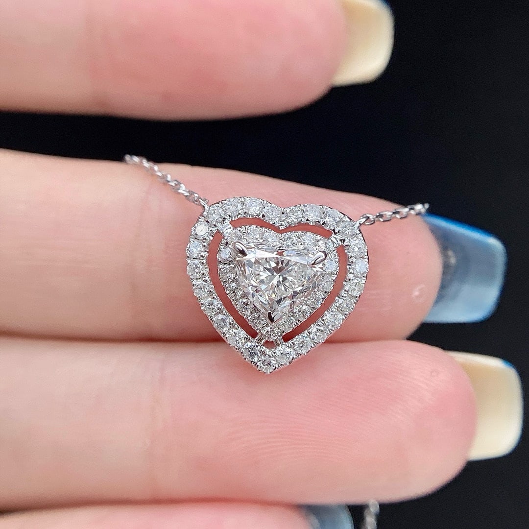 14k Gold 1 Ct Natural H Diamond Necklace - 4