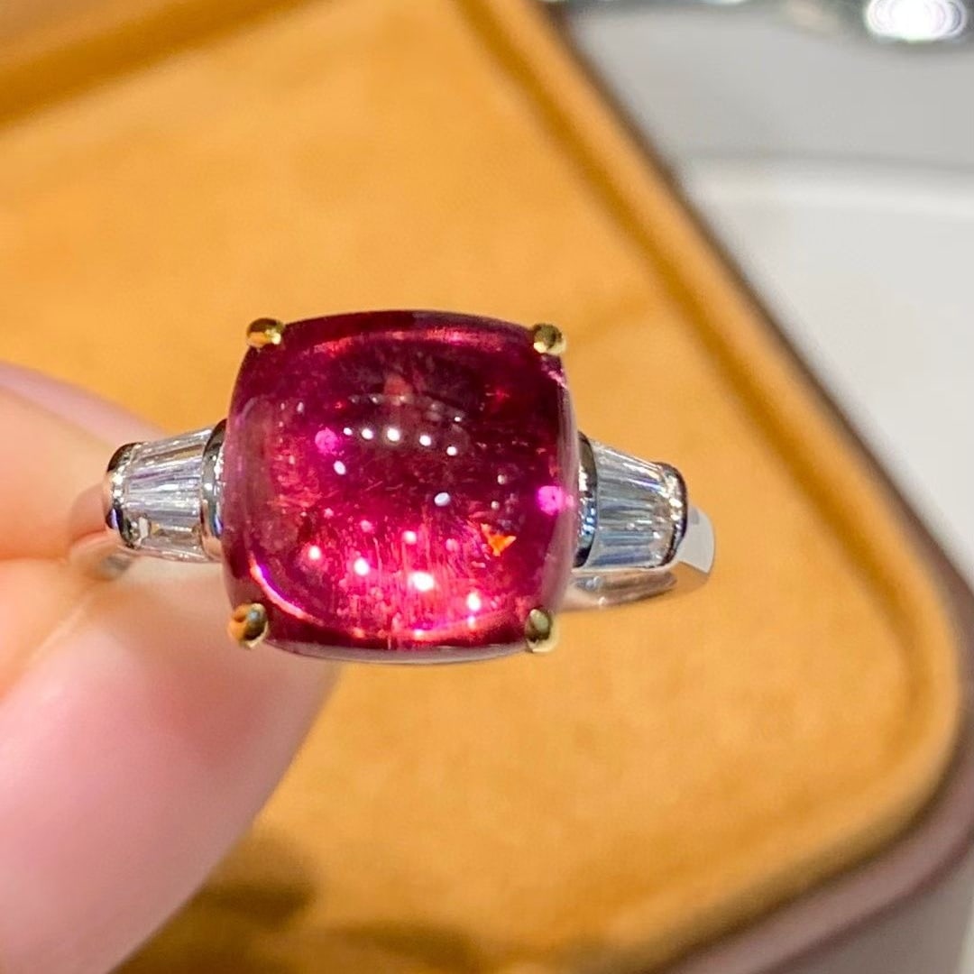 14k Gold 4.8 Ct Natural Tourmaline & Diamond Ring - 2