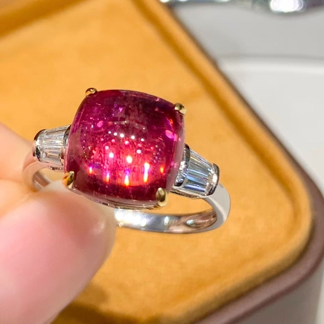 14k Gold 4.8 Ct Natural Tourmaline & Diamond Ring - 4