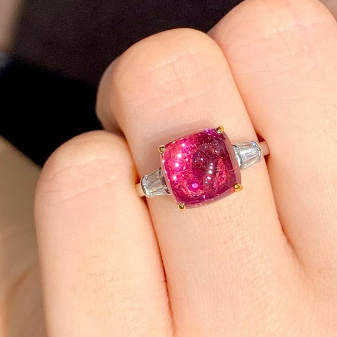 14k Gold 4.8 Ct Natural Tourmaline & Diamond Ring - 6
