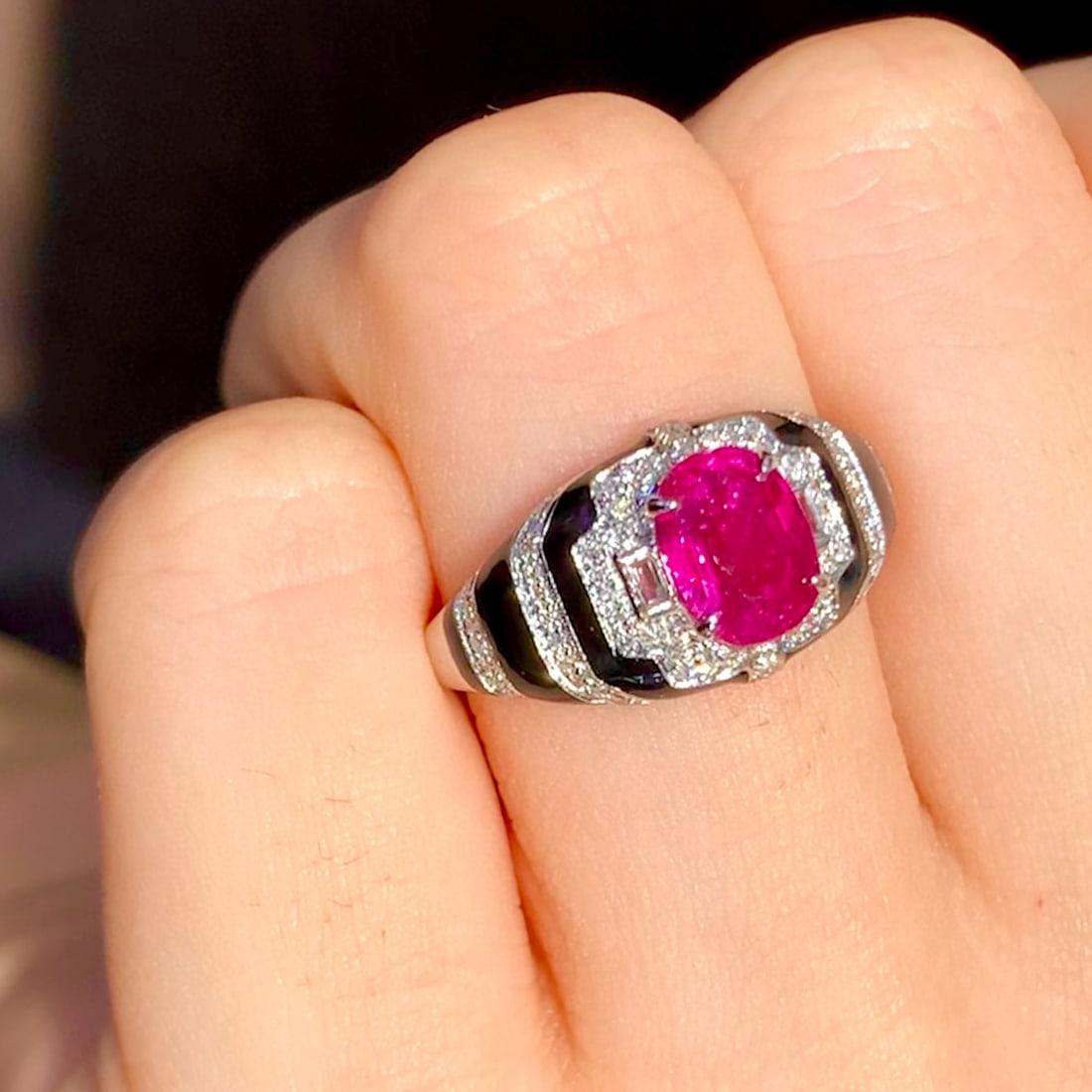 14k Gold 1.3 Ct Natural Ruby & Diamond Ring - 5