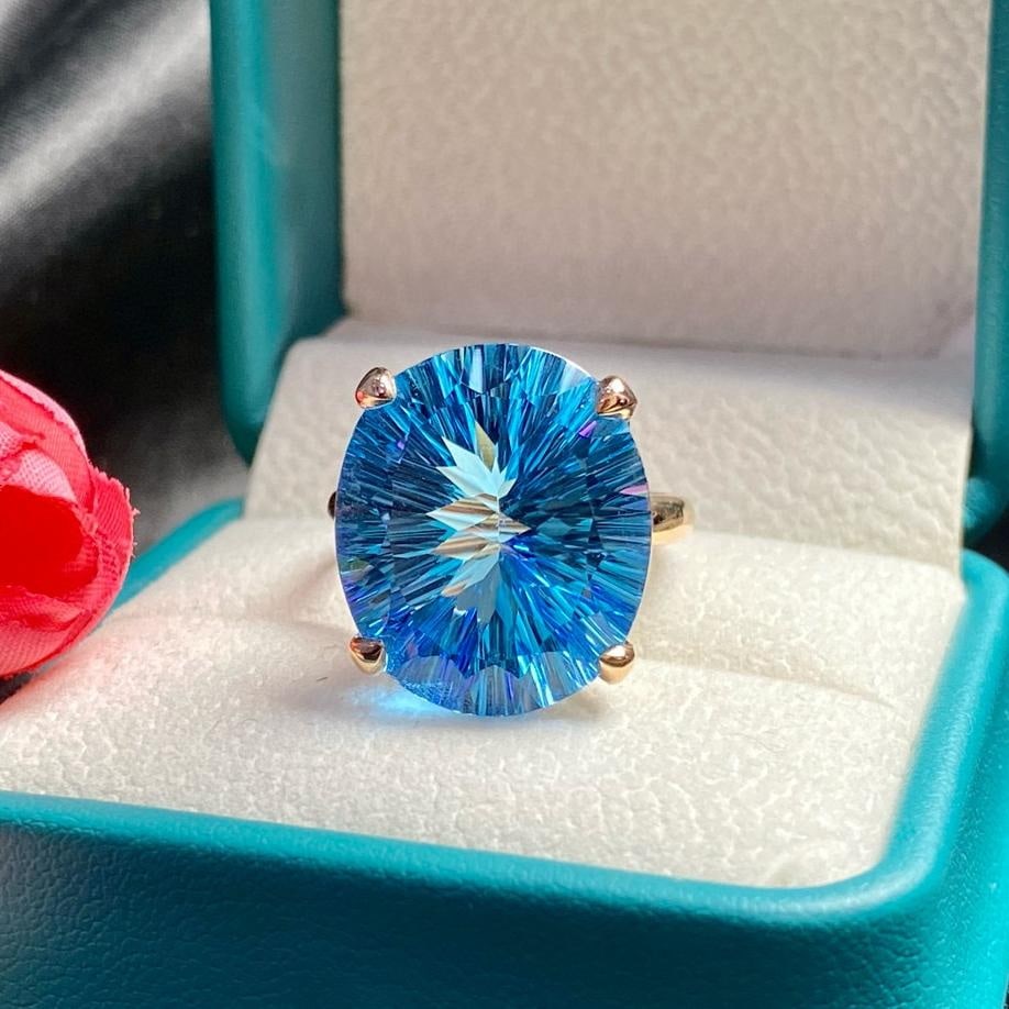 14k Gold 19.4 Ct Natural Topaz Ring - 6