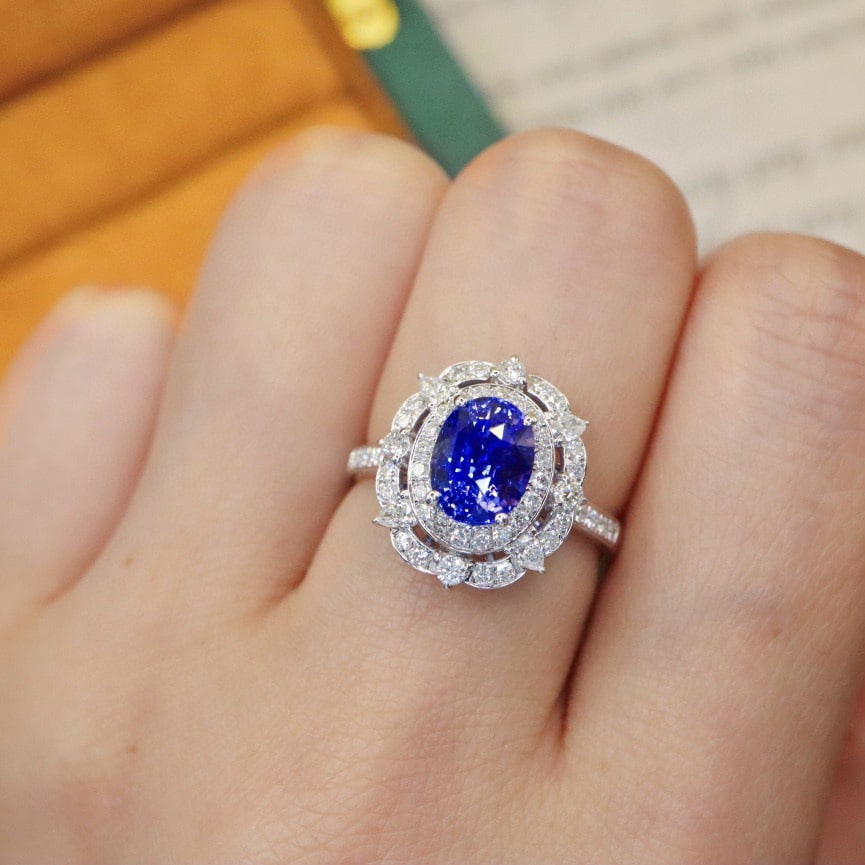 14k Gold 2.97 Ctw Natural Sapphire & Diamond Ring - 5