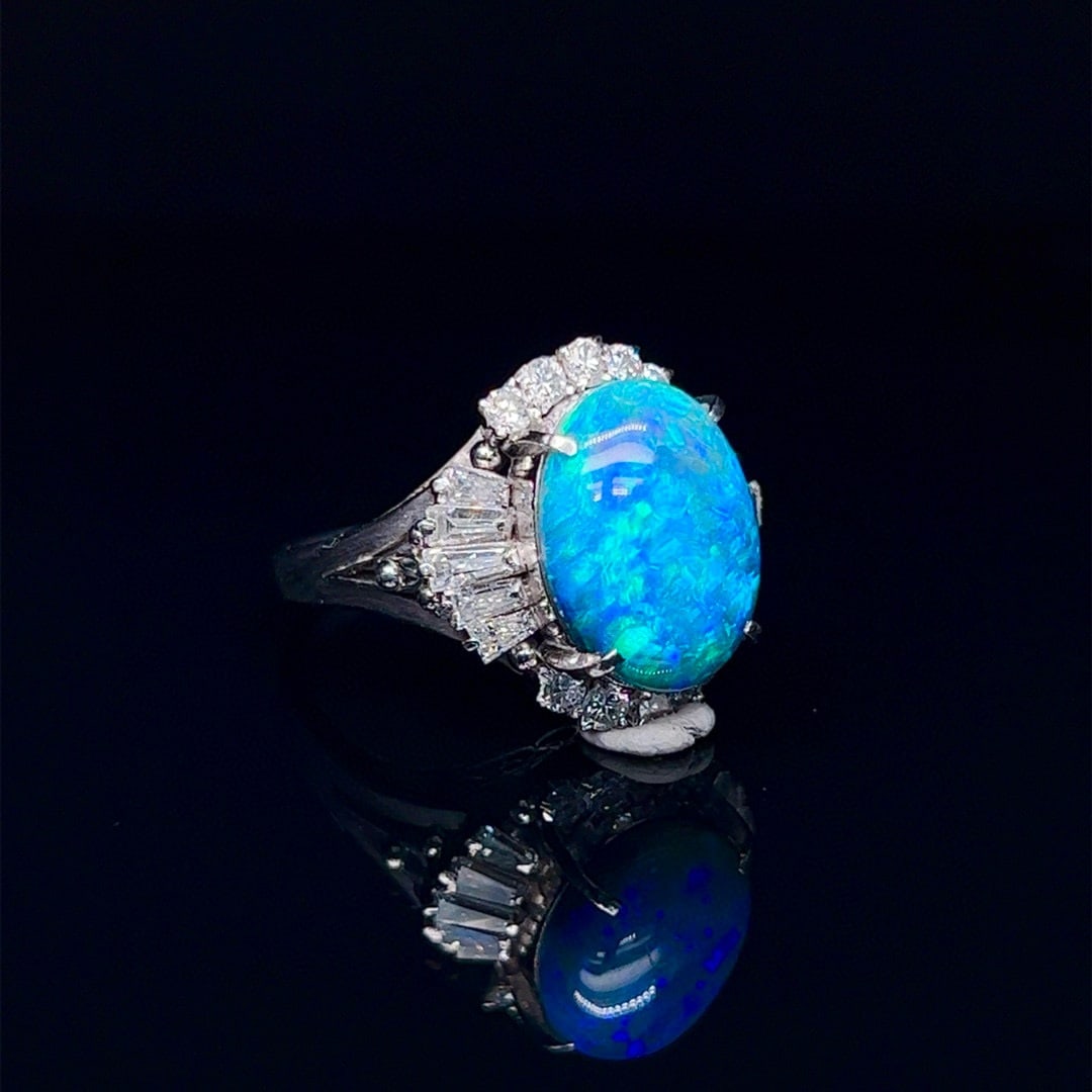 14k Gold 5.14 Ctw Natural Opal & Diamond Ring - 2
