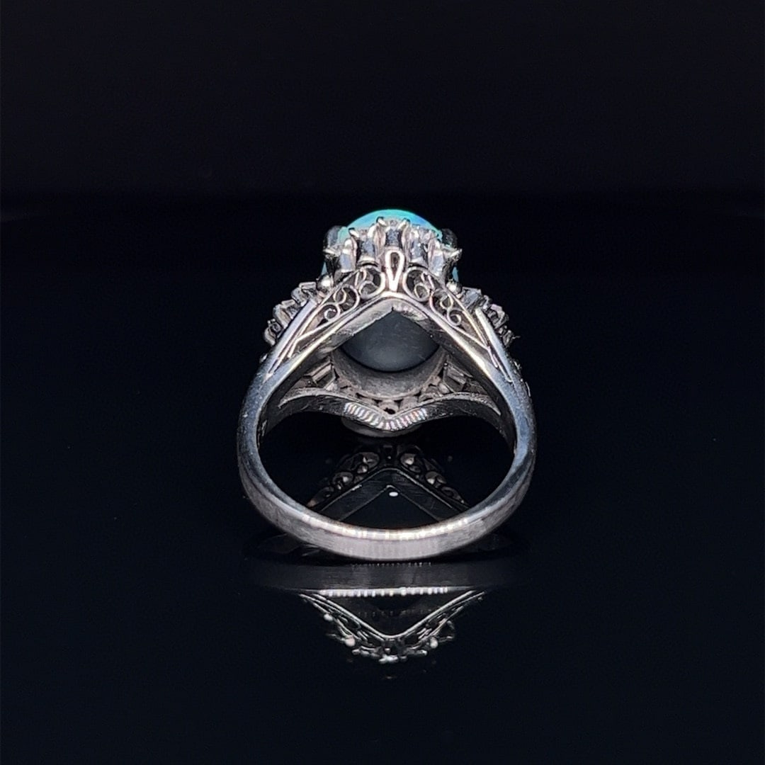 14k Gold 5.14 Ctw Natural Opal & Diamond Ring - 4