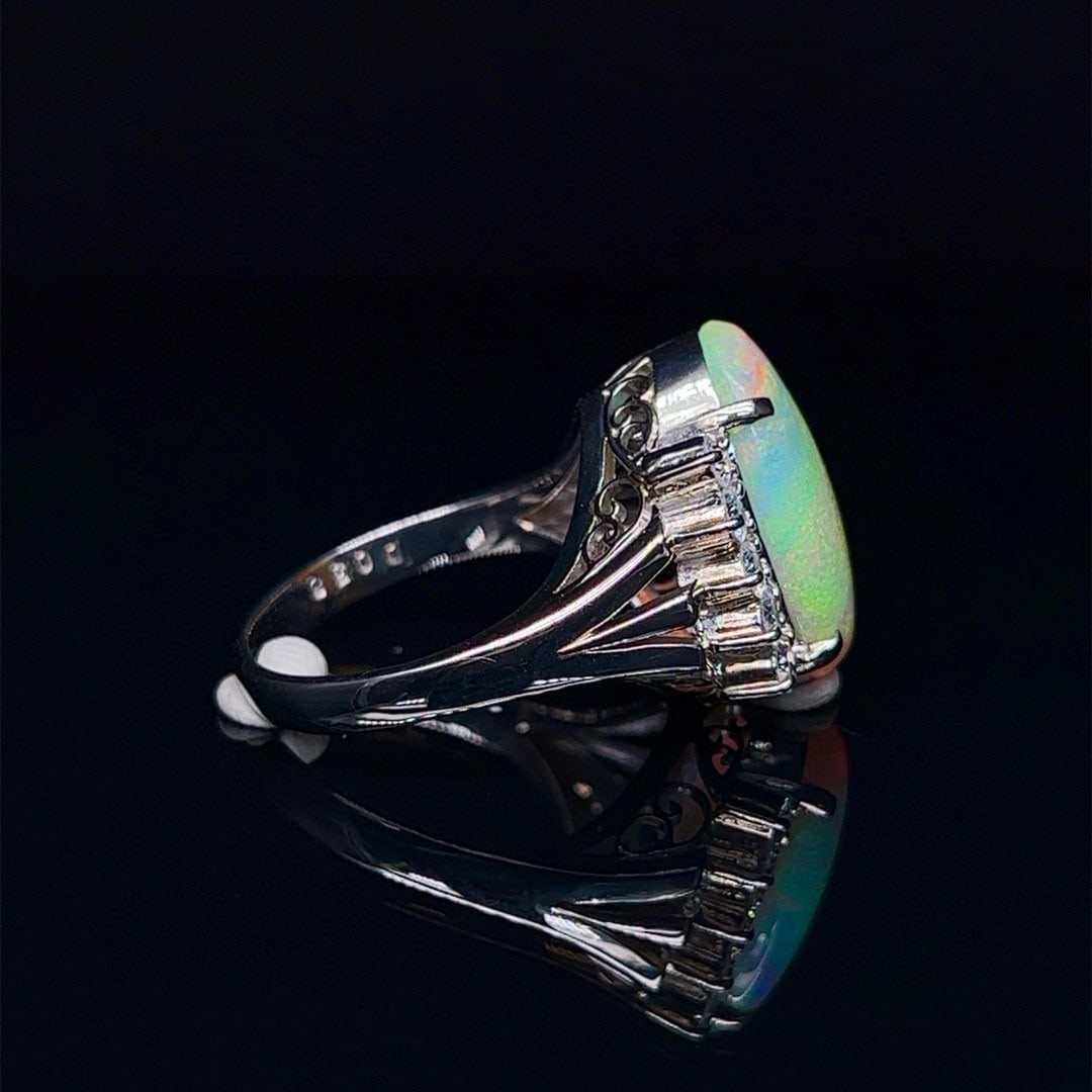 14k Gold 5.56 Ctw Natural Opal & Diamond Ring - 3