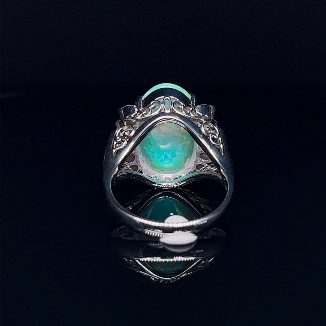 14k Gold 5.56 Ctw Natural Opal & Diamond Ring - 4