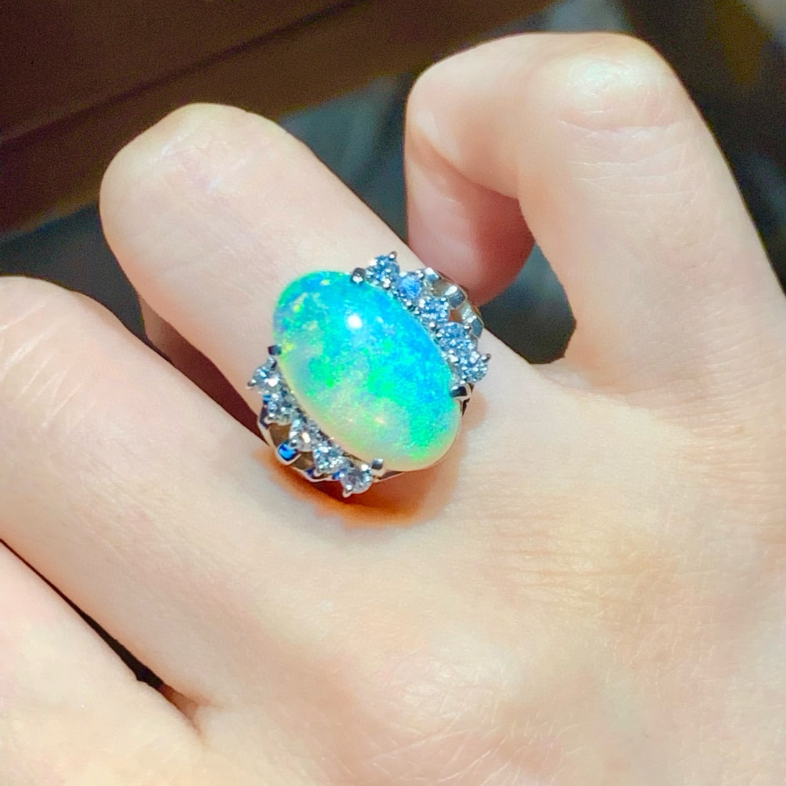14k Gold 5.56 Ctw Natural Opal & Diamond Ring - 5