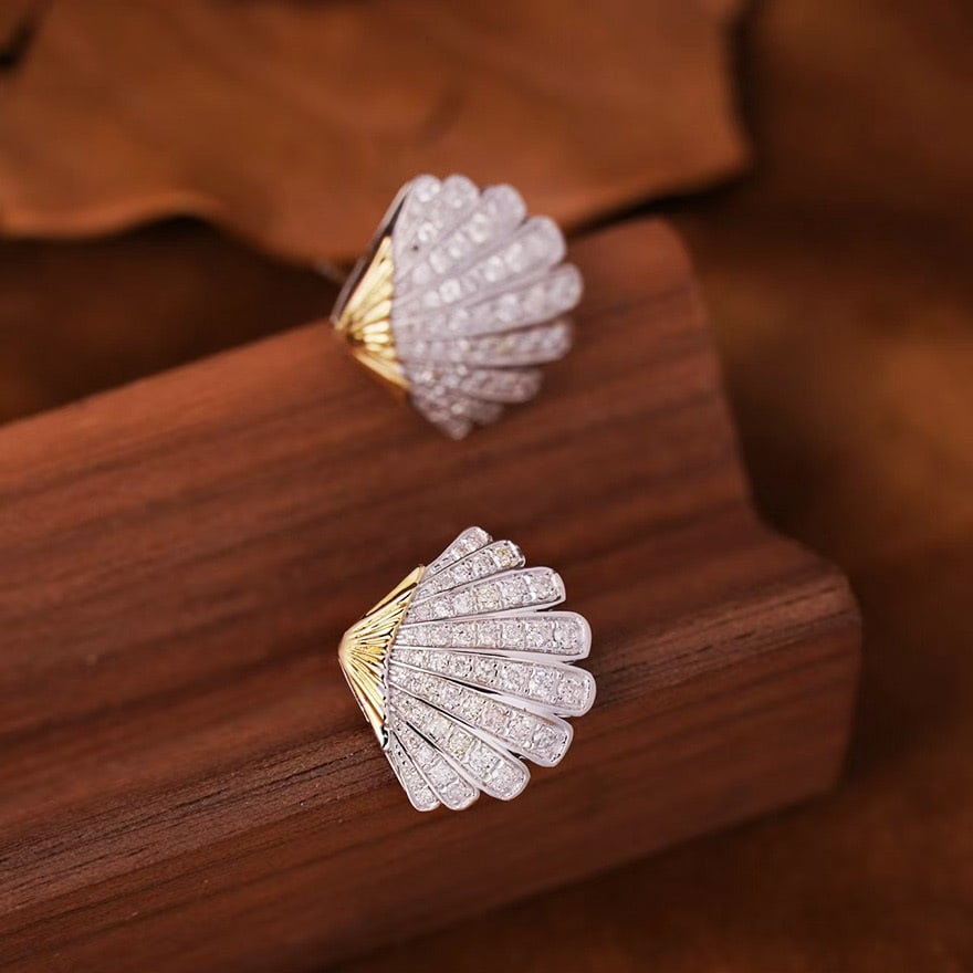 14k Gold 0.8 Ct Natural H Diamond Earrings - 4