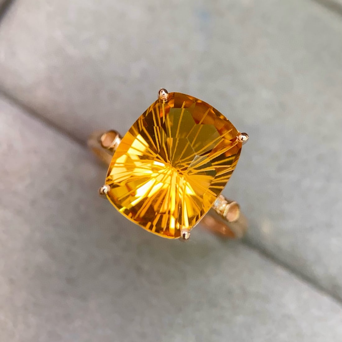 14k Gold 5.56 Ctw Natural Citrine & Diamond Ring - 2