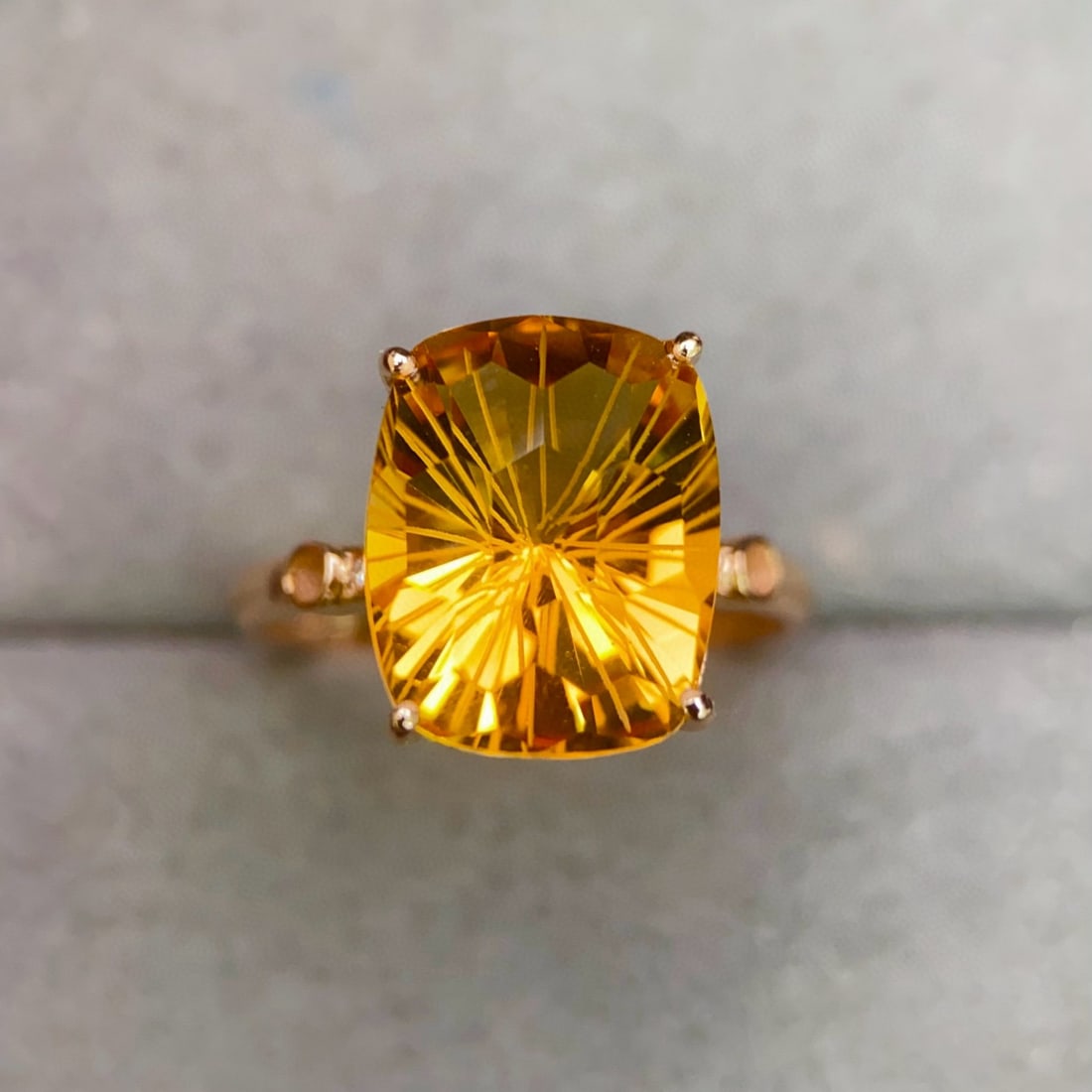 14k Gold 5.56 Ctw Natural Citrine & Diamond Ring - 3