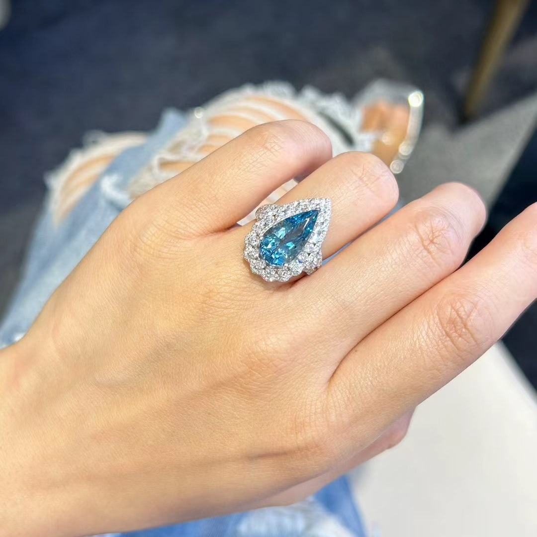 14k Gold 5.78 Ctw Natural Aquamarine & Diamond Ring - 6
