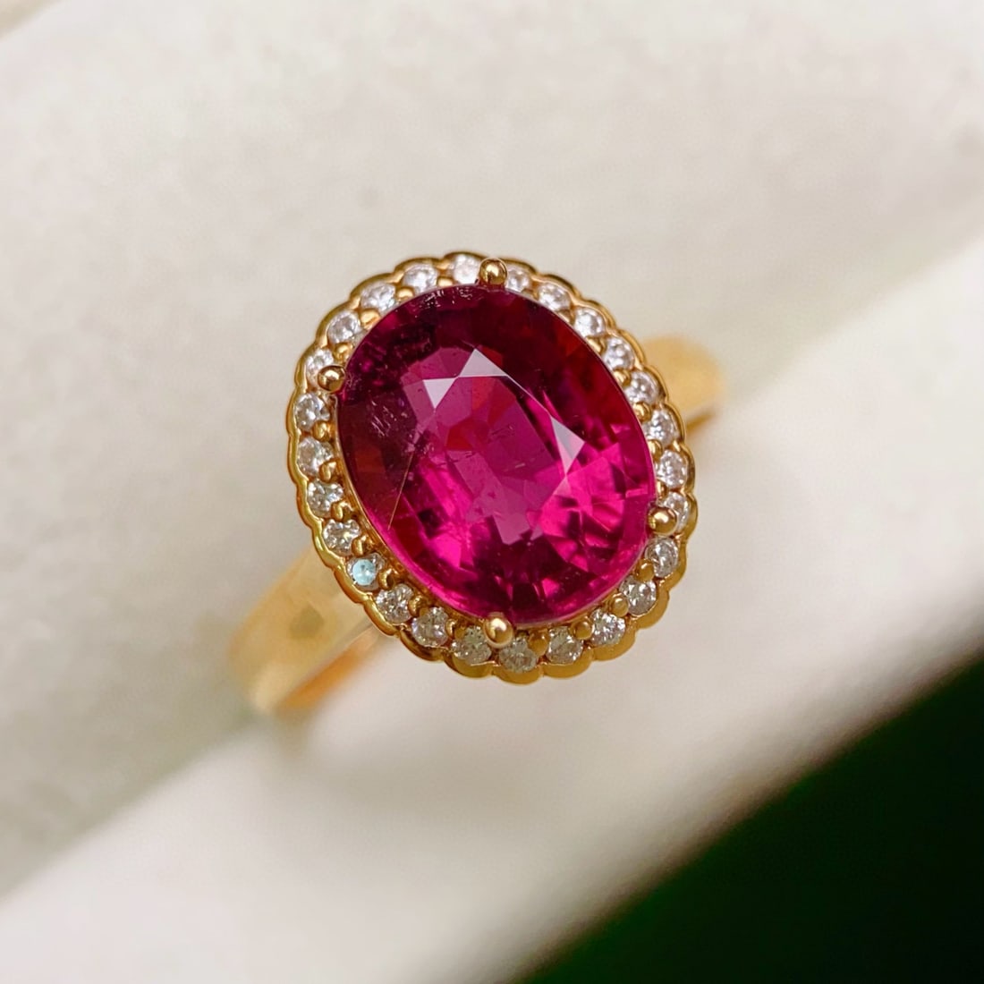 14k Gold 3.86 Ctw Natural Tourmaline & Diamond Ring (1 of 5)