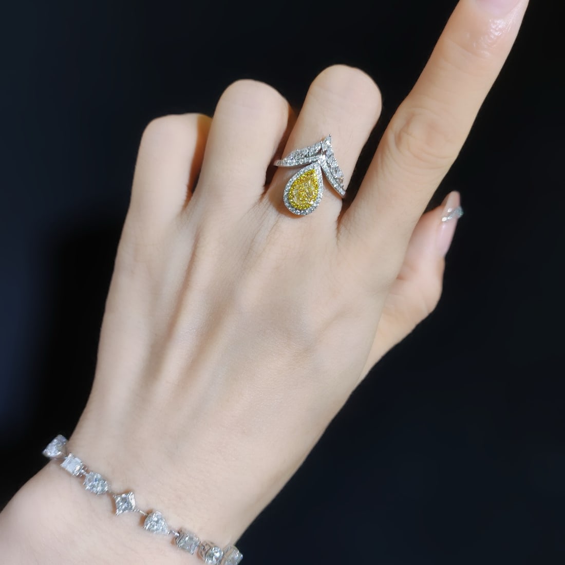 14k Gold 1.12 Ctw Natural Yellow Diamond & Diamond Ring - 3